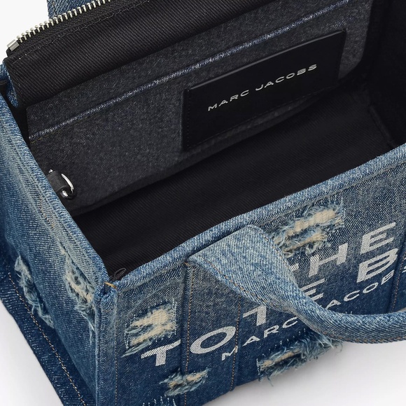 Marc Jacobs The Rip & Repair Denim Small Tote Bag - Punk Indigo - Picture 5 of 10